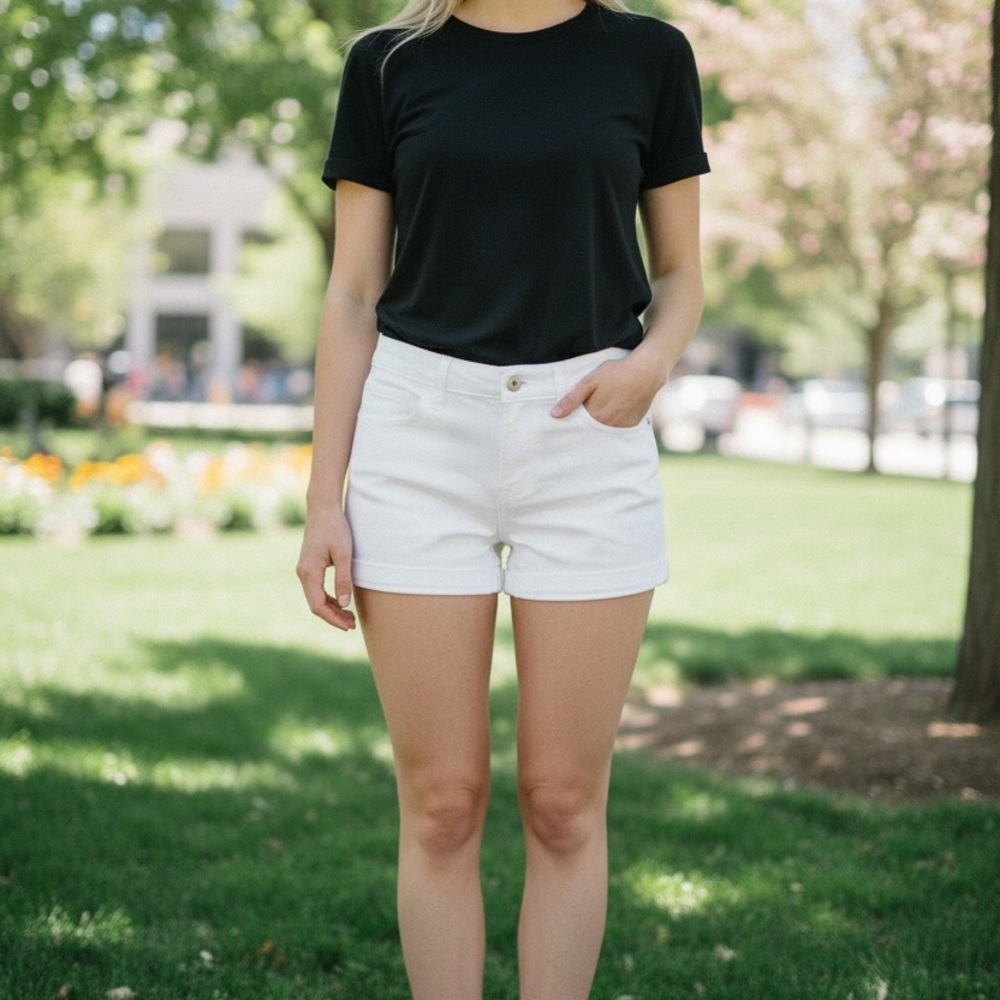 Old Navy Women's jean White Shorts size 6 mid rise